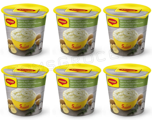 6 MAGGI Dill Flavor Instant Mashed Potato Puree Quick Prep Buckets 50g 1.76oz