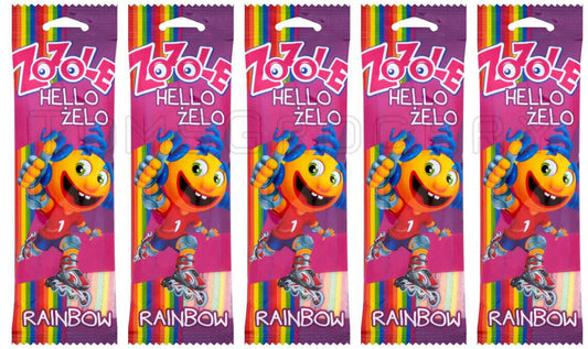 5 ZOZOLE Hello Zelo Sugar Coated Rainbow Belts Novelty Gummi Candy 75g