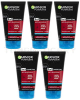 5 GARNIER 3in1 CHARCOAL Anti-Blackhead Wash Scrub Mask 150ml
