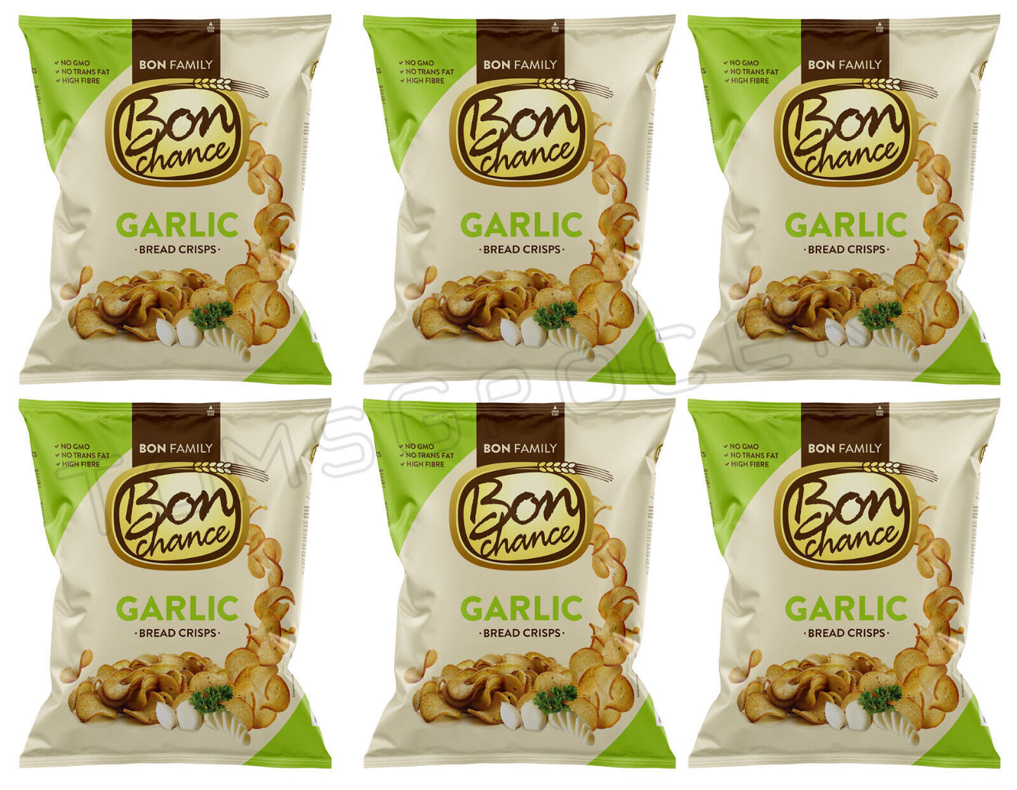 6 BON CHANCE GARLIC Flavor Baked Bread Crisps European Snacks 240g 8.5oz