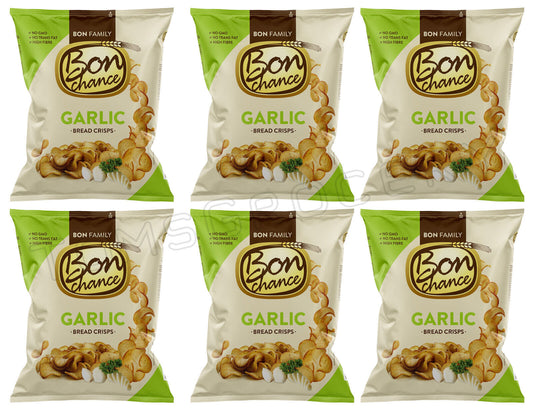 6 BON CHANCE GARLIC Flavor Baked Bread Crisps European Snacks 240g 8.5oz