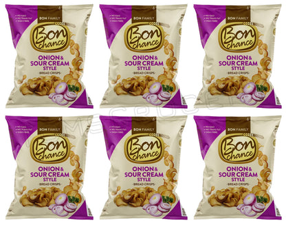 6 BON CHANCE ONION & SOUR CREAM Flavor Baked Bread Crisps European Snacks 240g