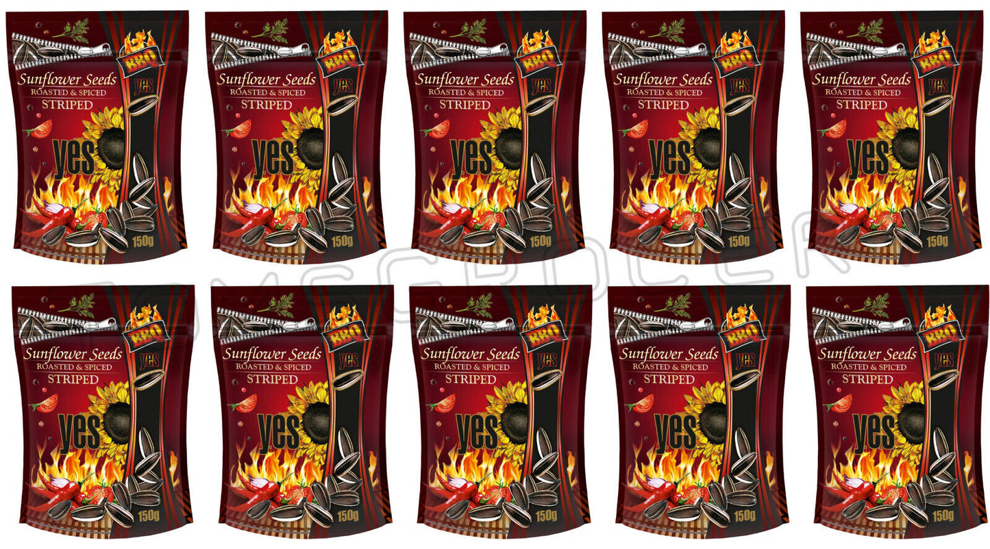 10 YES SWEET CHILI BBQ Flavor Spiced Roasted Sunflower Seeds Snacks 150g 5.3oz