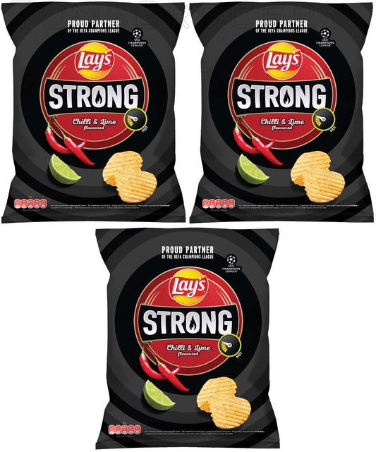 3 LAYS STRONG CHILI & LIME Flavor Spicy Hot Potato Chips 250g 8.8oz