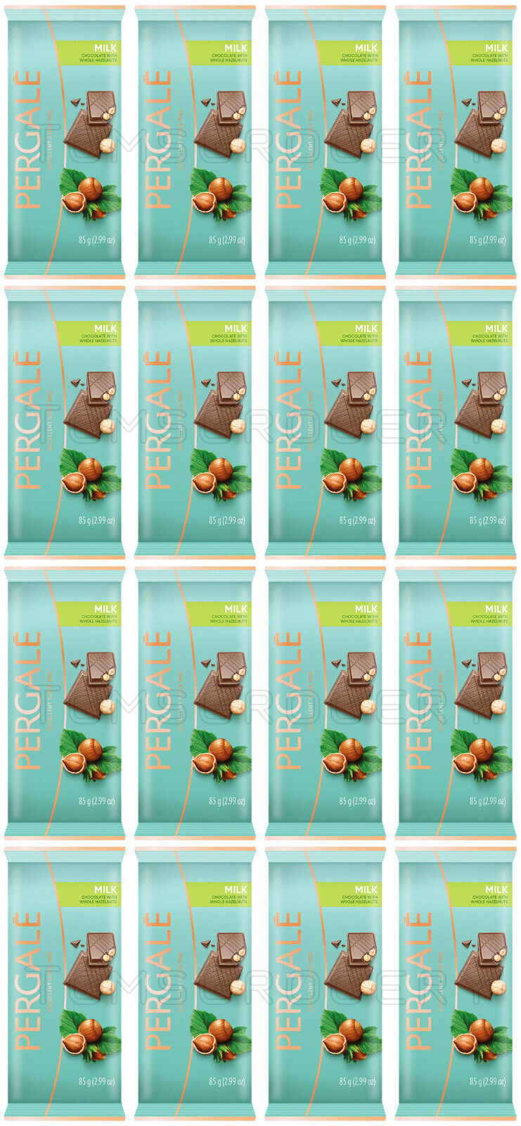 16 PERGALE MILK CHOCOLATE with Whole Hazelnuts European Candy Sweets 85g 3oz