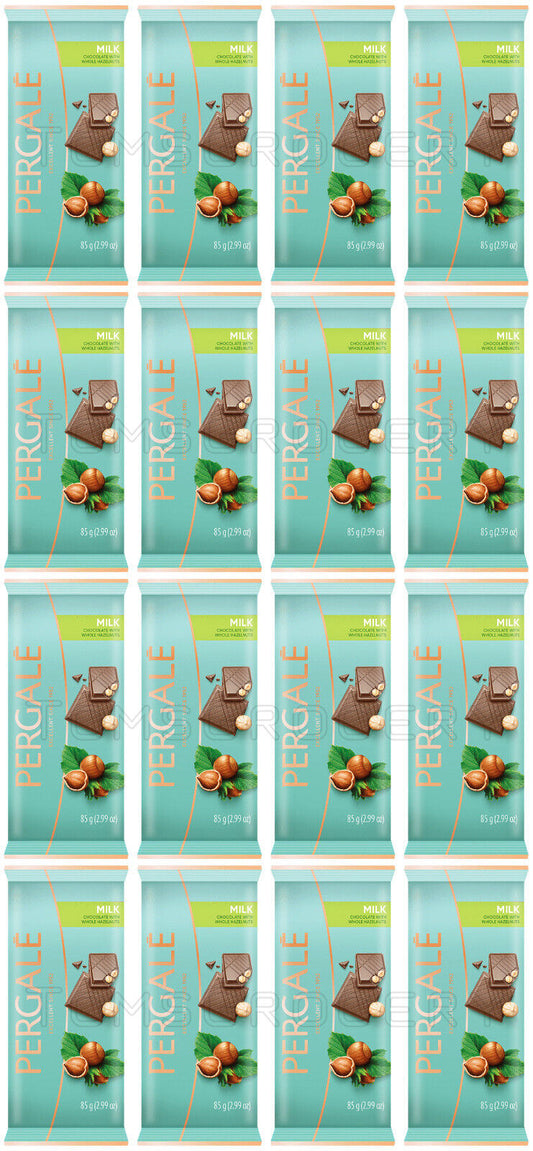 16 PERGALE MILK CHOCOLATE with Whole Hazelnuts European Candy Sweets 85g 3oz