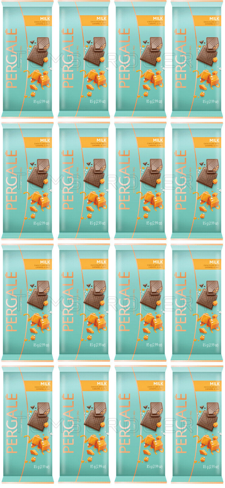 16 PERGALE Salted Caramel Milk Chocolate Bars European Sweets Treats 85g