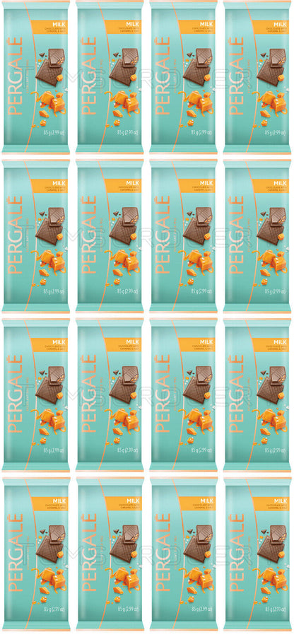 16 PERGALE Salted Caramel Milk Chocolate Bars European Sweets Treats 85g