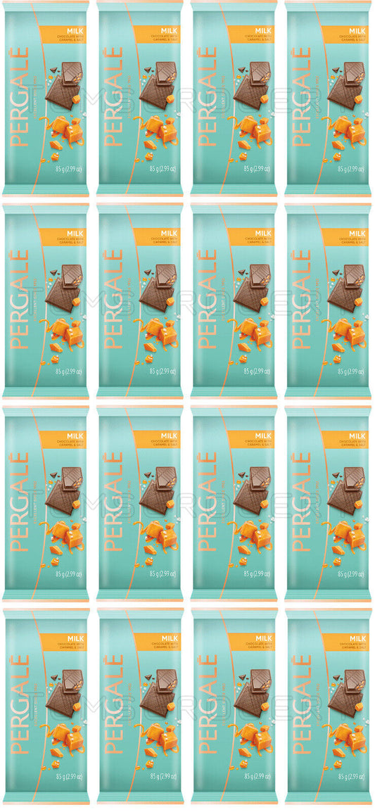 16 PERGALE Salted Caramel Milk Chocolate Bars European Sweets Treats 85g