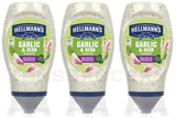 3 HELLMANNS GARILC & HERB Sauce Bottles 250ml 8.45oz