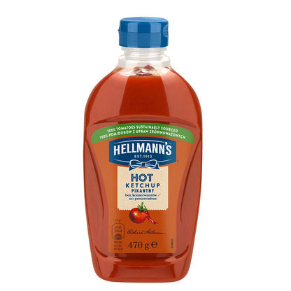 3 HELLMANNS HOT KETCHUP Spicy Cajun Squeeze Bottles 470g 16.5oz