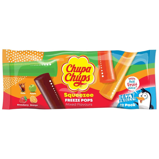 CHUPA CHUPS Squeezee Freeze Pops Mixed Flavors Candy Sweets 540ml (12 servings)