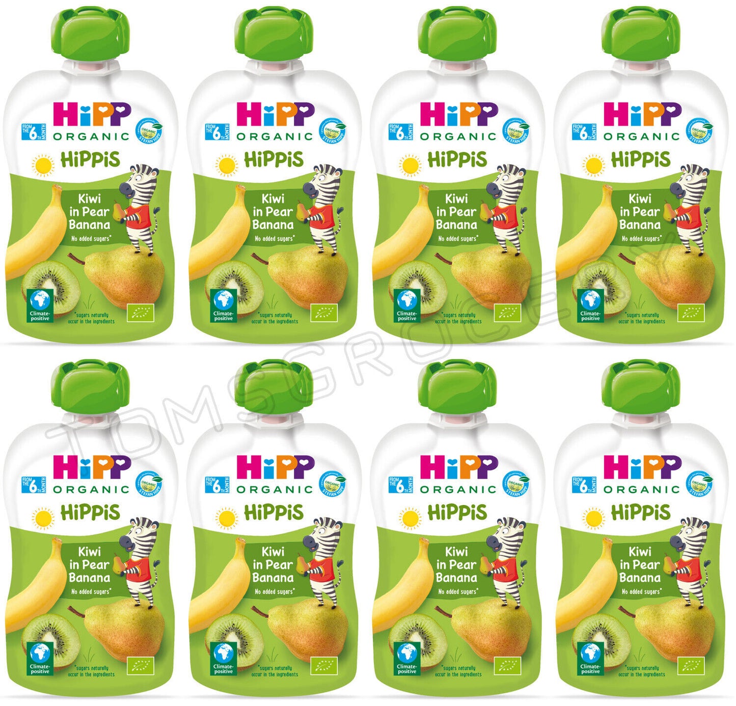 8 HIPP Organic Kiwi Pear Banana Puree Dessert from 6 Months 100g 3.5oz