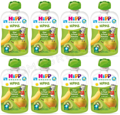 8 HIPP Organic Kiwi Pear Banana Puree Dessert from 6 Months 100g 3.5oz