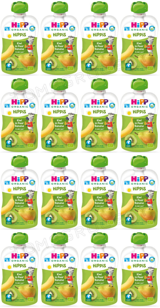 16 HIPP Organic Kiwi Pear Banana Puree Dessert from 6 Months 100g 3.5oz