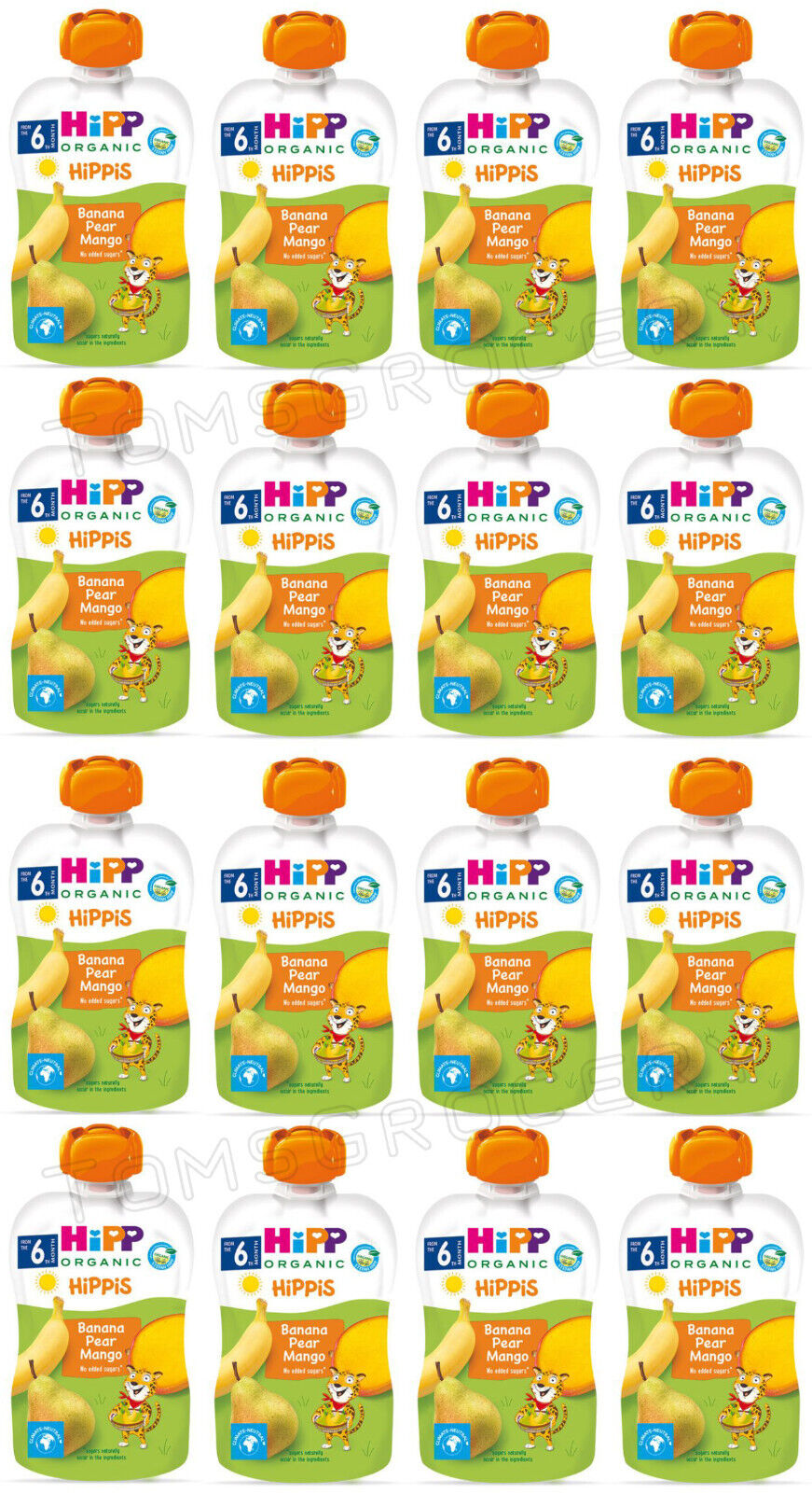 16 HIPP Organic Banana Pear Mango Puree Dessert from 4 Months 100g 3.5oz