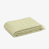 Green Woolen Blanket 100% Merino Wool with Greek Rhombuses Pattern & Fringes
