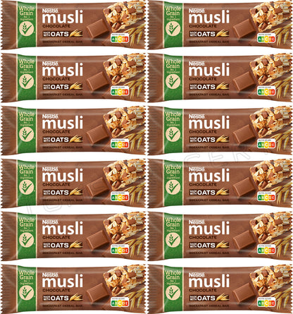 12 NESTLE MUSLI Chocolate Wholegrain Healthy Breakfast Cereal Bars 35g 1.23oz