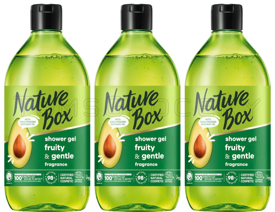 3 NATURE BOX Fruity & Gentle Natural Shower Gel with Avocado Oil 385ml 13fl oz