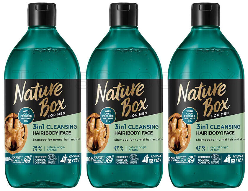 3 NATURE BOX MEN 3in1 Natural Cleansing Shampoo with Wallnut Oil 385ml