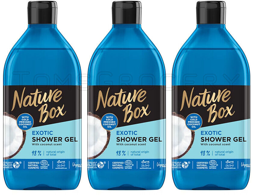3 NATURE BOX Exotic Natural Shower Gel with Cold Pressed Coconut Oil 385ml