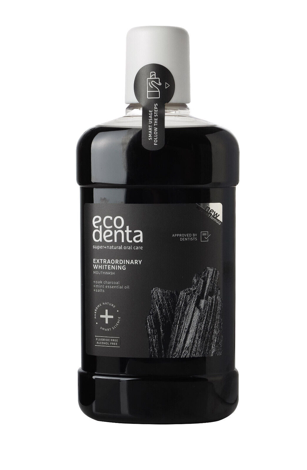 ECODENTA EXTRAORDINARY Whitening Natural Charcoal Mouthwash Alcohol Free 500ml