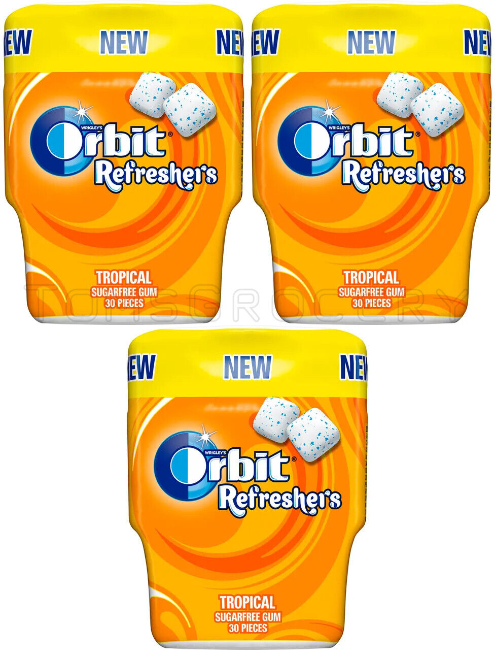 3 WRIGLEY'S ORBIT Refreshers Tropical Flavor Sugarfree Chewing Gum 82g 2.9oz