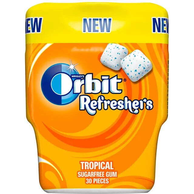 3 WRIGLEY'S ORBIT Refreshers Tropical Flavor Sugarfree Chewing Gum 82g 2.9oz