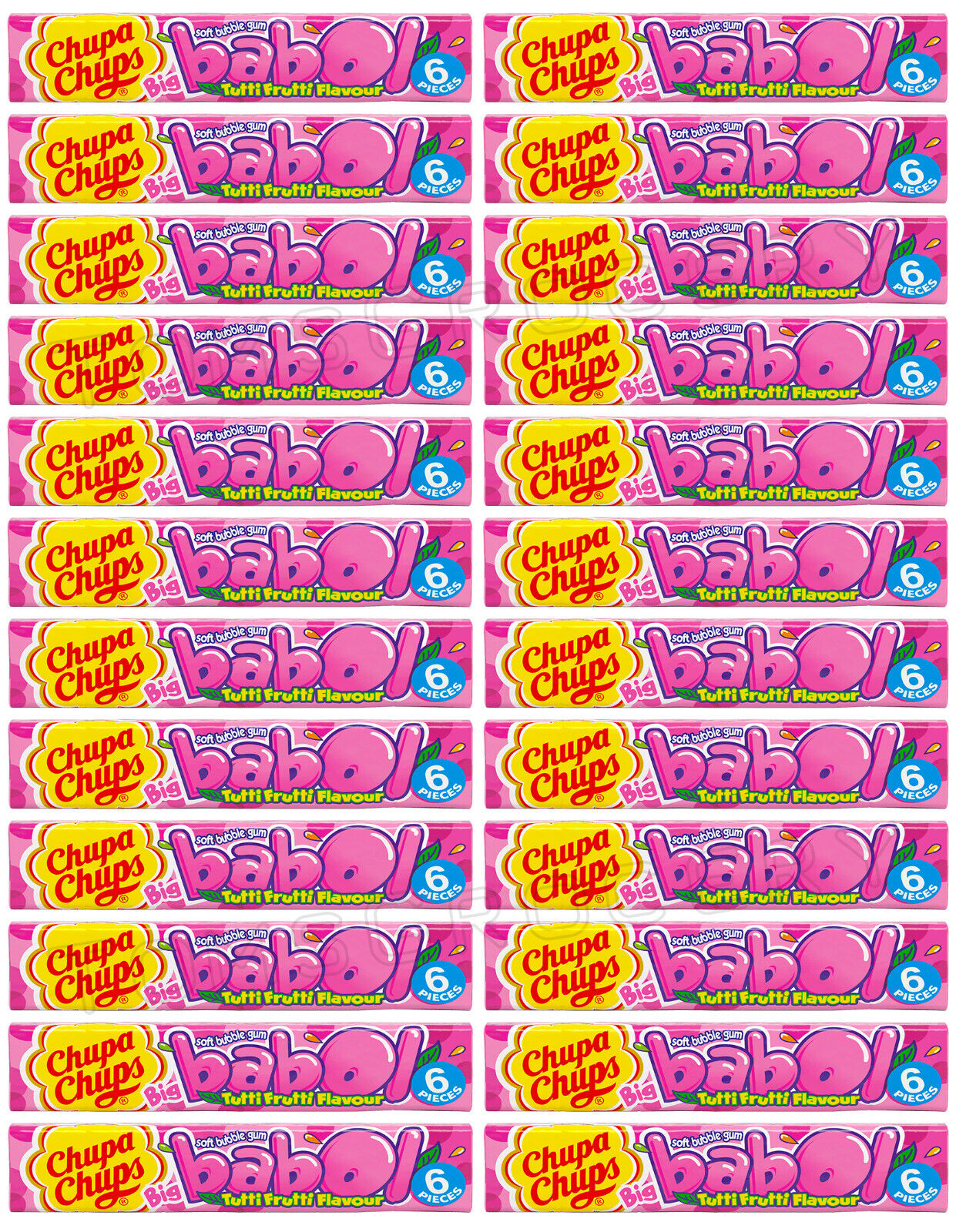 24 CHUPA CHUPS BABOL Tutti Frutti Flavor Bubble Gum European Candy 27.6g 0.97oz