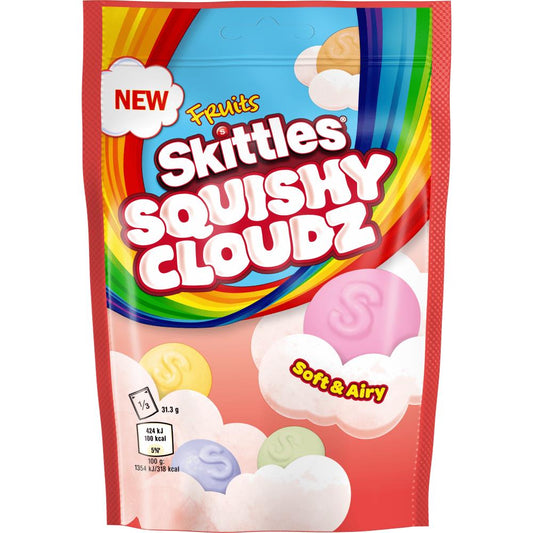 SKITTLES SQUISHY CLOUDZ Fruit Flavor Soft & Airy Candy Sweets Treats 94g 3.4oz