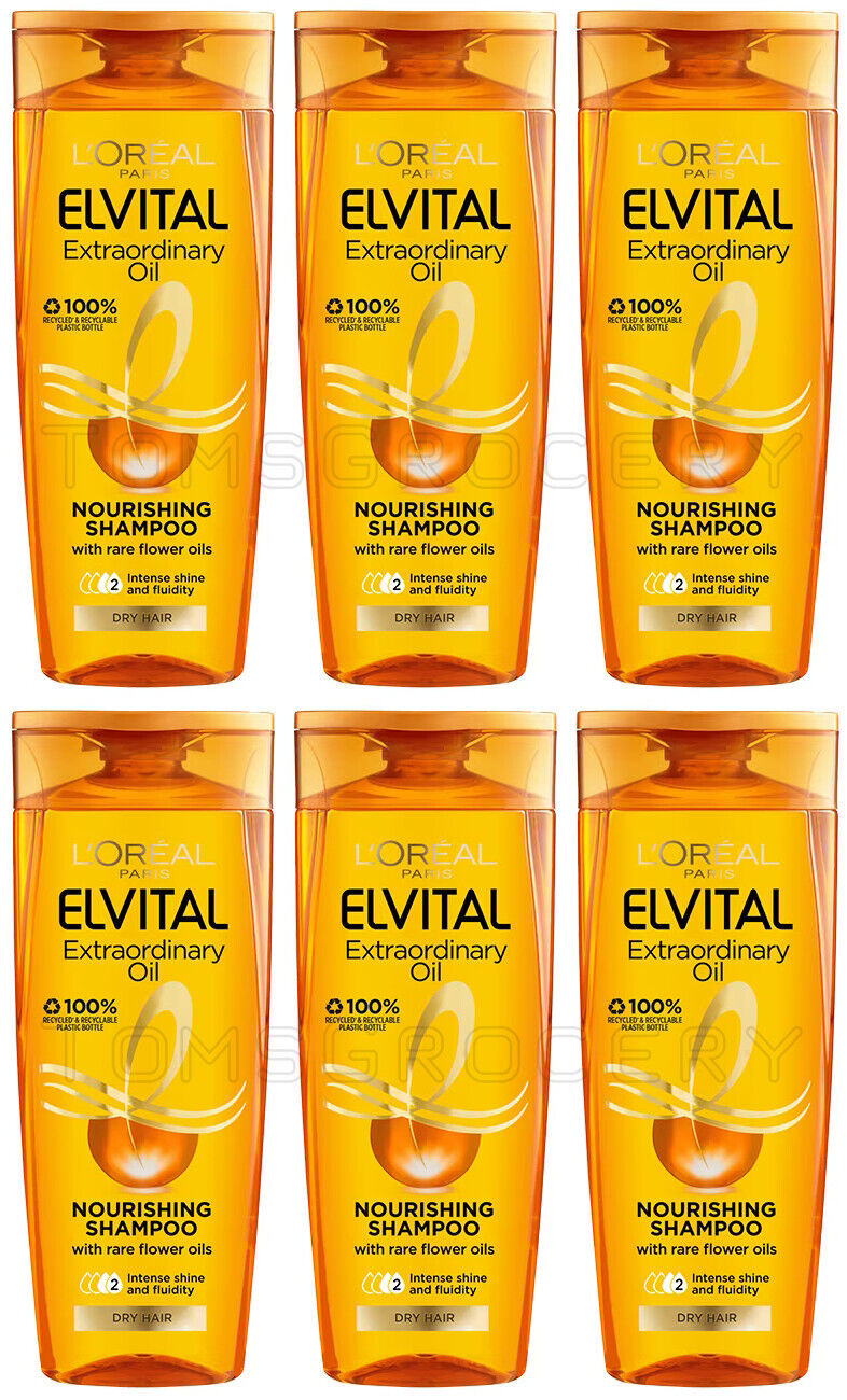 6 L'OREAL Elvital Extraordinary Oil Nourishing Shampoo for Dry Hair 250ml 8.45oz