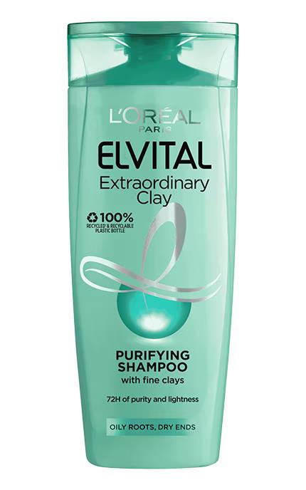 L'OREAL Elvital Extraordinary Clay Purifying Shampoo for Oily Roots 250ml 8.45oz