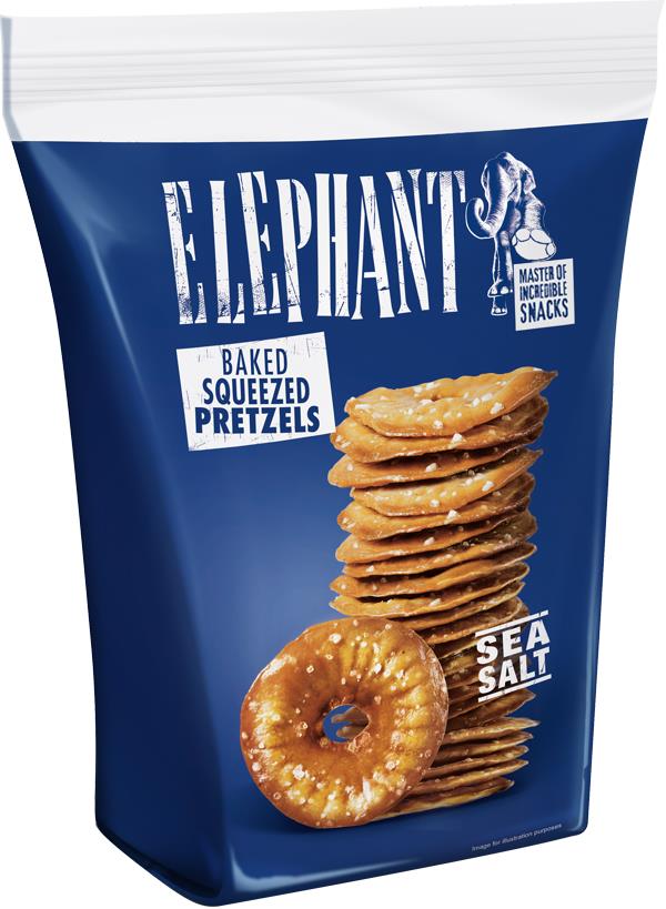 16 ELEPHANT Baked Squeezed Flat Pretzels with Sea Salt Crackers Snacks 80g 2.8oz