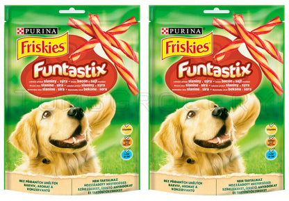 2 FRISKIES Funtastix Low Fat Bacon & Cheese Dog Treats with Vitamins 175g 6.1oz