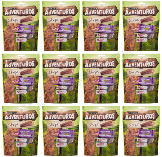 12 PURINA ADVENTUROS Venison Wild Flavor Low Fat Strips Dog Treats 90g 3.17oz