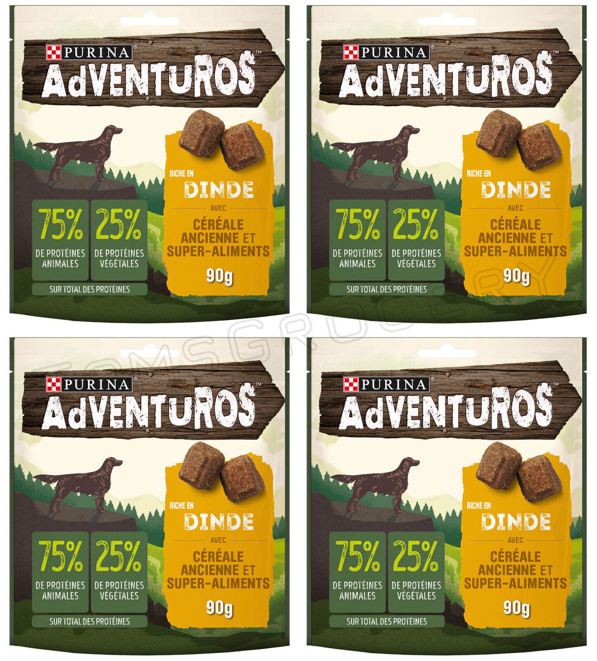 4 PURINA ADVENTUROS DINDE Turkey Superfood Dog Treats Bites 90g 3.17oz