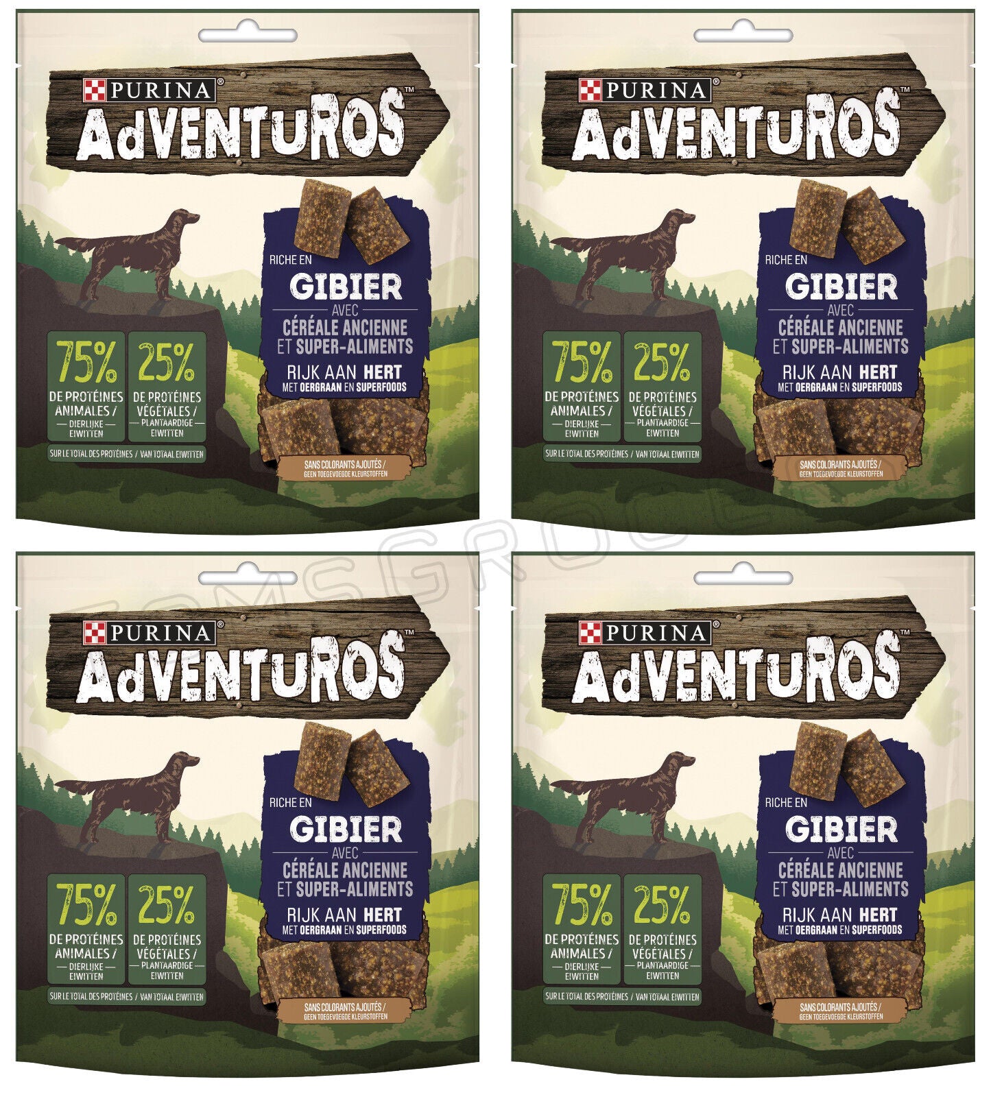 4 PURINA ADVENTUROS GIBIER Venison Superfood Dog Treats Bites 90g 3.17oz