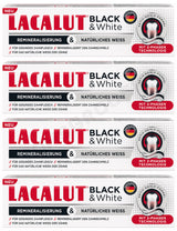 4 LACALUT BLACK & WHITE Daily Charcoal Whitening Toothpaste Made in Germany 75ml
