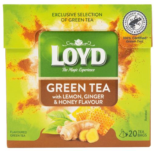 4 LOYD Lemon Ginger & Honey Flavored Green Tea Boxes (80 servings total)