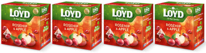 4 LOYD Rosehip & Apple Flavored Herbal Infusion Tea Boxes (80 servings total)