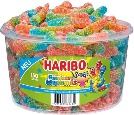 HARIBO SOUR RAINBOW WORMS Gummy Candy Chewy Sweets Party Sharing Box 1.2kg 42oz