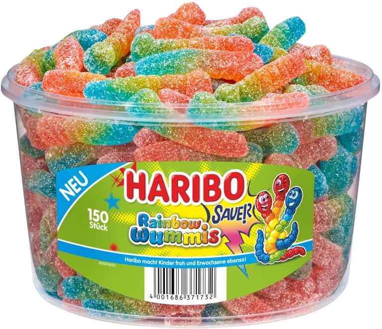 HARIBO SOUR RAINBOW WORMS Gummy Candy Chewy Sweets Party Sharing Box 1.2kg 42oz