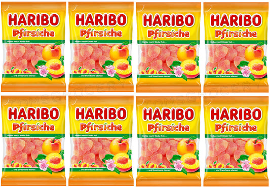 8 HARIBO PFIRSICHE Peach Flavor Sugar Coated Gummy Candy Sweets 175g 6.1oz