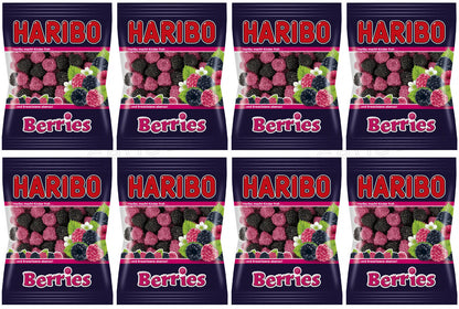 8 HARIBO BERRIES Raspberry & Blueberry Flavor Gummy Candy Sweets 100g 3.5oz