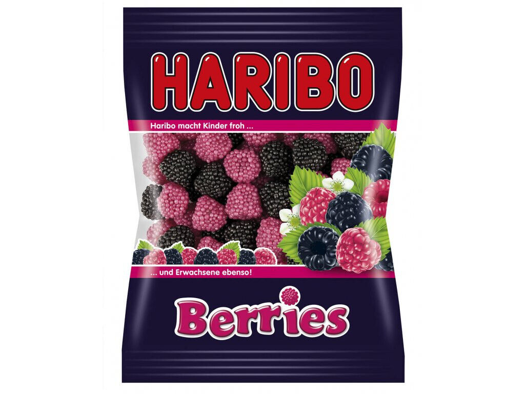 8 HARIBO BERRIES Raspberry & Blueberry Flavor Gummy Candy Sweets 100g 3.5oz