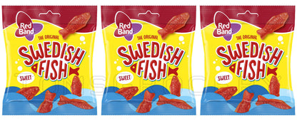 3 RED BAND Swedish Fish Sweet Gummy Candy Sweets Treats 100g 3.5oz