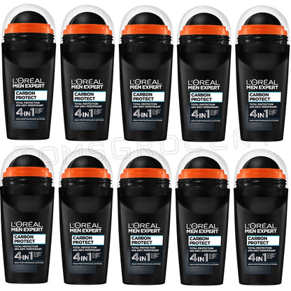 10 L'OREAL MEN EXPERT CARBON PROTECT 4in1 XXL Roll On Anti-Perspirant Deodorant
