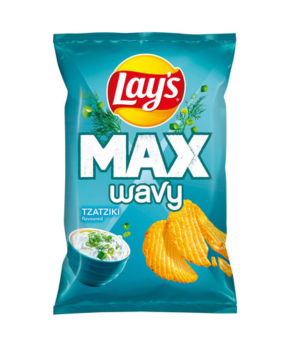 2 LAYS MAX Wavy Tzatziki Flavor Potato Chips Snacks 120g 4.2oz