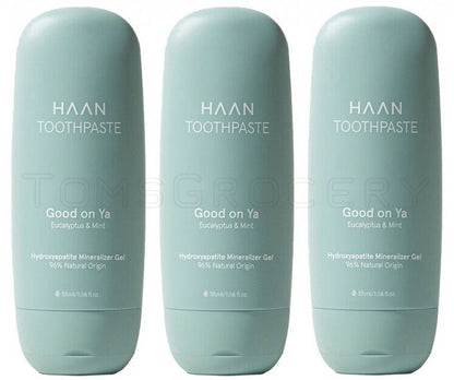3 HAAN GOOD ON YA Eucalyptus & Mint Mineralizer Gel Toothpaste 55ml 1.86 fl. oz.