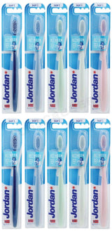10 JORDAN CLEAN BETWEEN SOFT Ultra Thin Bristles Toothbrushes for Sensitive Gums